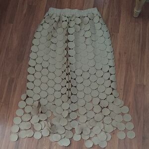 Elegant Beige Circle Pattern Skirt